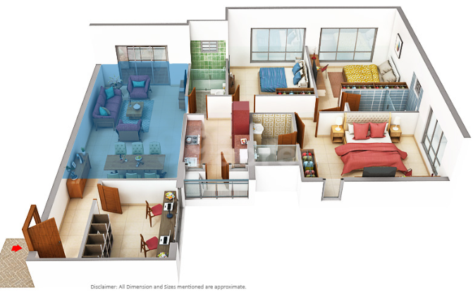 3BHK 1950 sqft flat for sale Orbit Urban Park Newtown