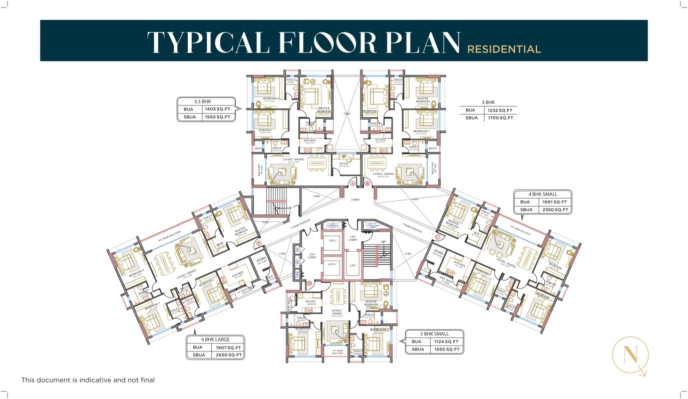 4 BHK 2650 sqft flat for sale Orbit Urban Park Newtown